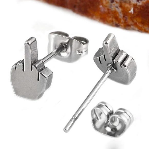 Jewelry - Silver middle finger studd earrings